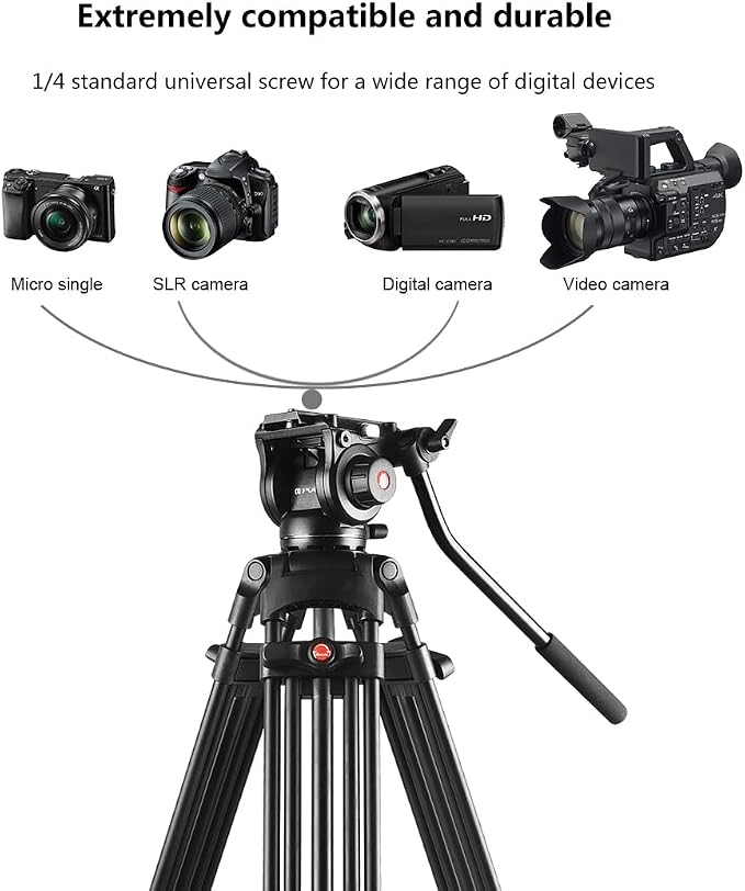 PULUZ 67"/170cm Video Tripod, Heavy Duty Aluminum Alloy Camera Tripod Stand - Image 8