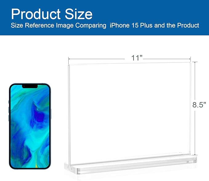 BlueValley 12 Pack Acrylic Sign Holder 8.5 x 11 Inch Horizontal - Image 2