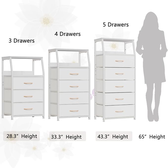 Furnulem Tall 4 Drawers Dresser, Vertical Storage Tower - Image 7