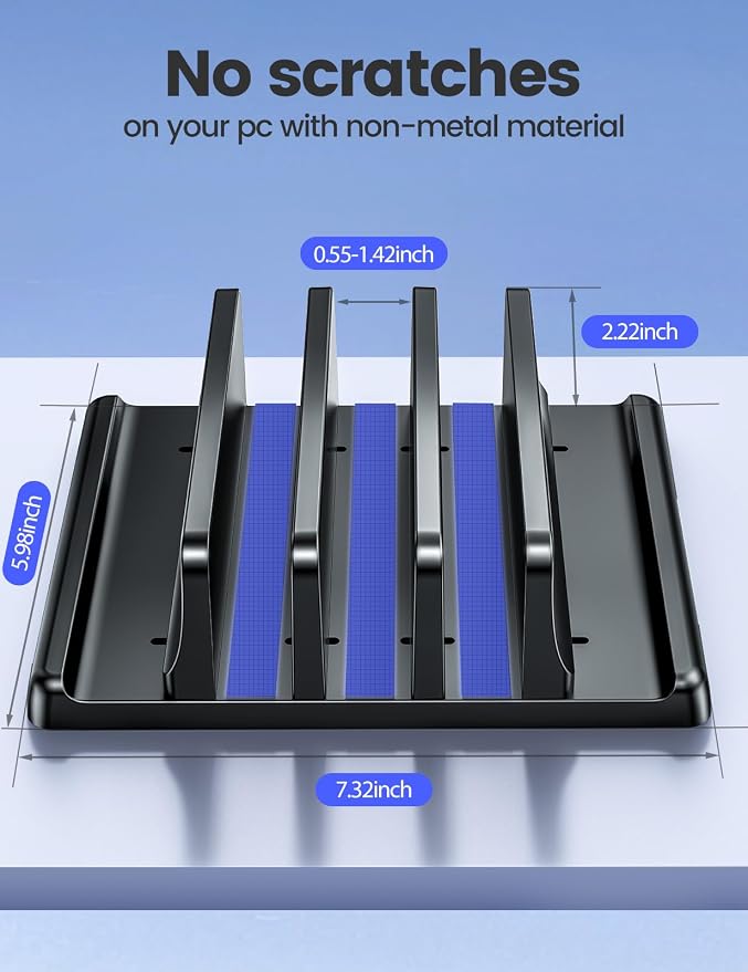 Vaydeer 3-Slot Vertical Laptop Stand Organizer, Laptop Storage Holder Made of - Image 4