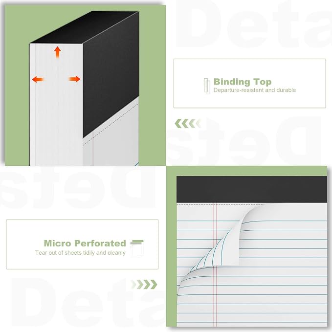 Legal Pads 8.5 x 11 inch Notepad, 2 Pack White Note Pads 8.5'' x 11'' - Image 4