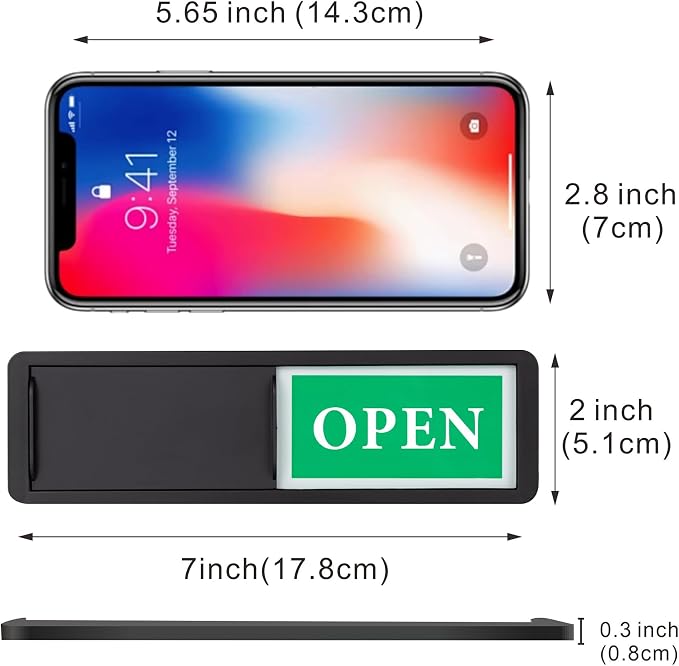 Open Closed Door Sign, Sliding Reversible Door Indicator Sign - Image 2