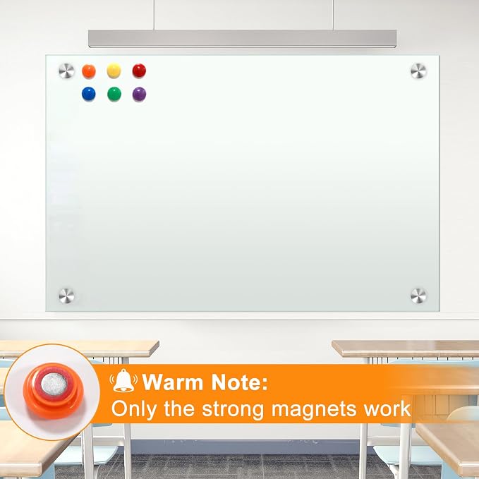 H-Qprobd Dry Erase White Board for Wall 72"x40" Magnetic Glass Frameless - Image 4