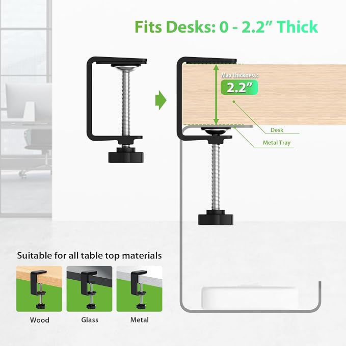 KEEGH 16" Under Desk Cable Management Tray, Desk Cord Organizer Upgrade Capacity - Image 7