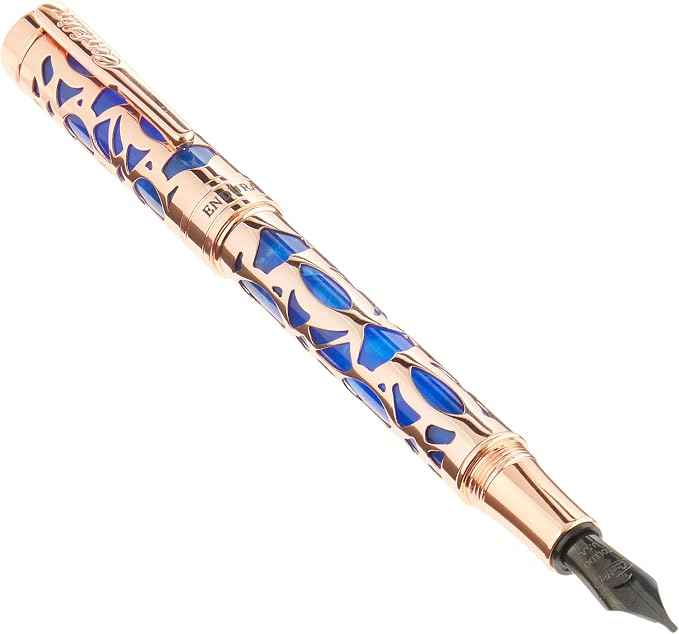 Conklin Endura Deco Crest Fountain Pen in Blue, Stub Nib, Premium Writing
