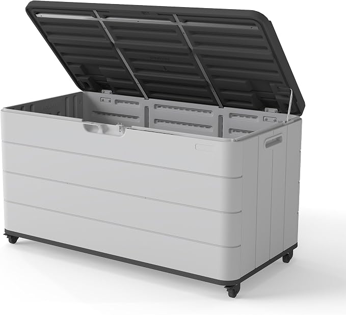 PATIOEASY 100GAL Square Storage Box White，Waterproof Resin Storage Bin - Image 2
