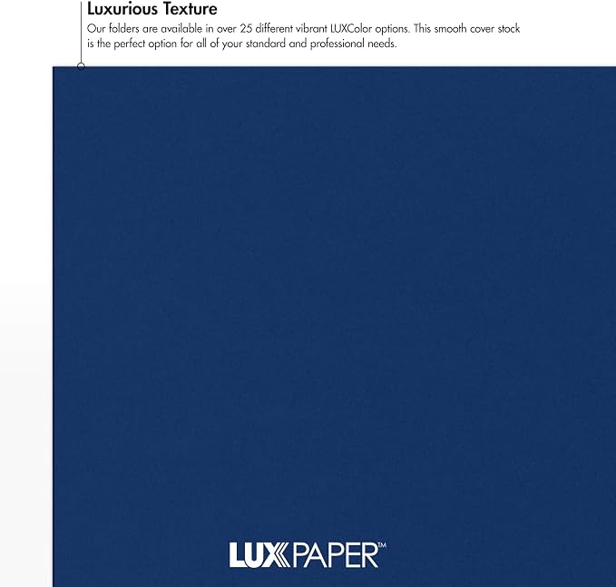 LUXPaper 9" x 12" Presentation Folders | Two Pocket | Navy Blue | 100lb. Cover - Image 5