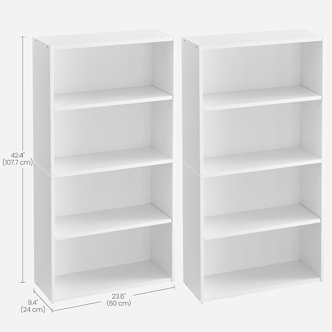 VASAGLE Set of 2 Bookshelves, 23.6 Inches Wide, 4-Tier Open Bookcases - Image 3