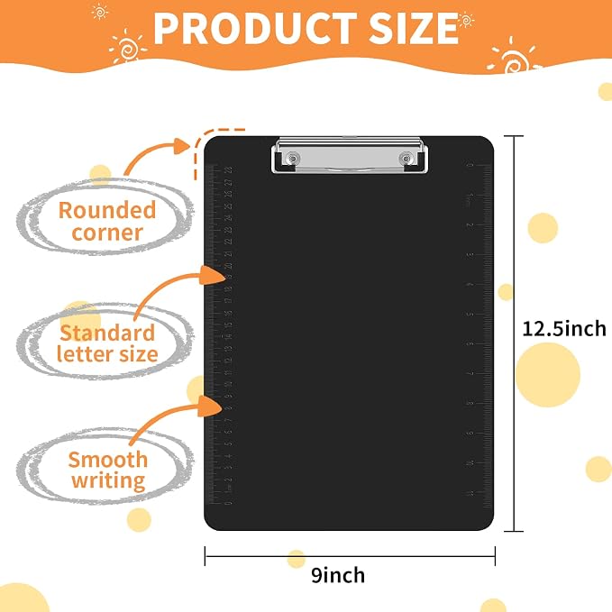 Black Clipboards, PANDRI 12 Pack Plastic Black Clipboards - Image 2