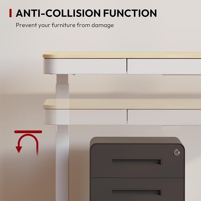 Standing Desk with Drawer, Electric Height Adjustable Home Office Desk with - Image 7