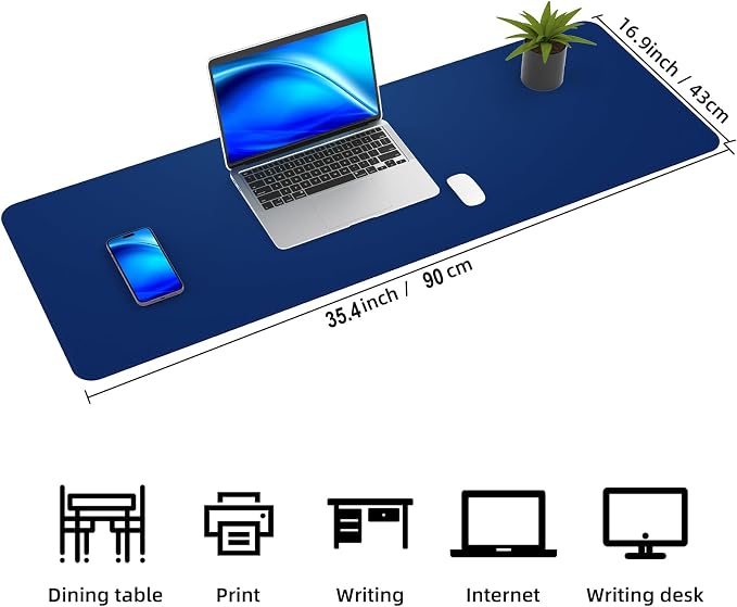 Desk Mat, 35.4" x 17" Leather Desk mat, Double-Sided Desk Pad, Desk matt - Image 2