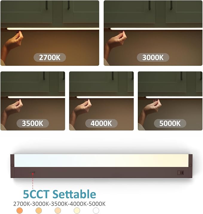 Leetdud LED Under Cabinet Lighting Hardwired or Plug in, 12 Inch 6W, Dimmable 5 - Image 3