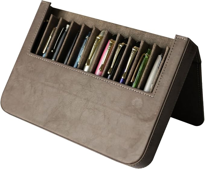 MIVLXLX PU Leather 12 Fountain Pen/Pencil Tray Case Organizer, Fashion Design - Image 8