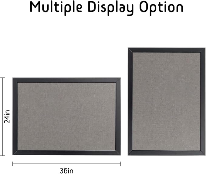 Bulletin Board 36 x 24 Inch, 100% Wood Framed Canvas Cork Board - Image 9
