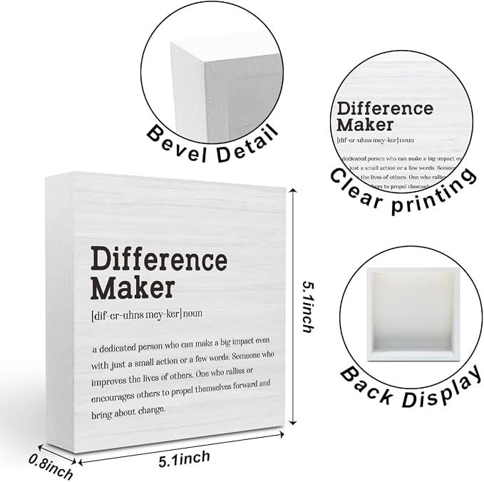 Difference Maker Definition Home Office Decor Wooden Box Sign Motivational - Image 2