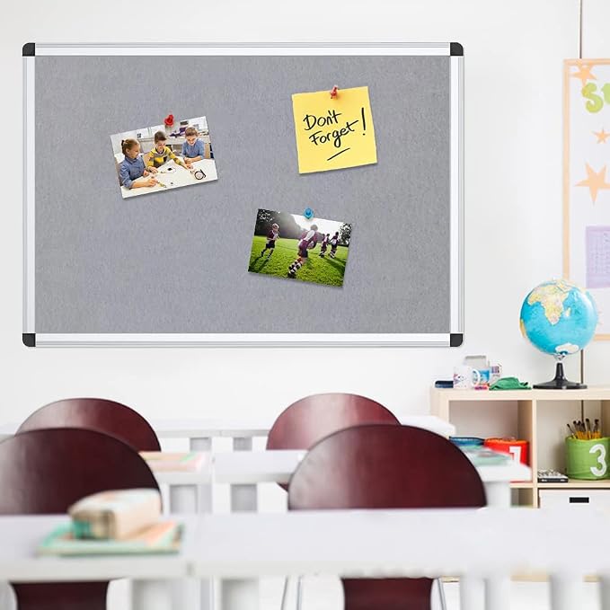 VIZ-PRO Notice Board Felt Gray, 36 X 24 Inches - Image 5
