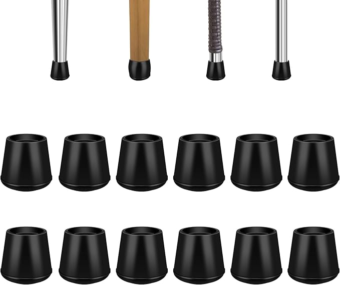 VOCOMO 5/8" Round Rubber Chair Leg Tips Caps, 16 Pack Small Chair Leg Floor by VOCOMO
