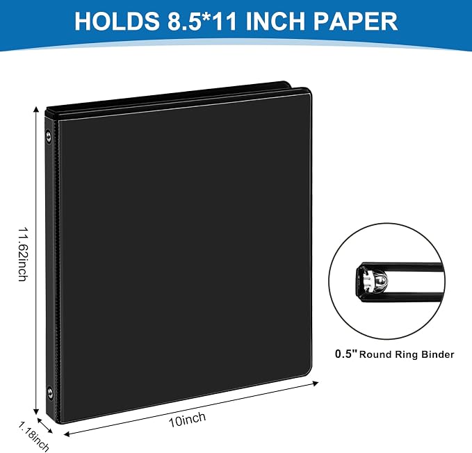 0.5-inch 3-Ring Binder, 1/2 Inch Round Ring Binder - Image 2