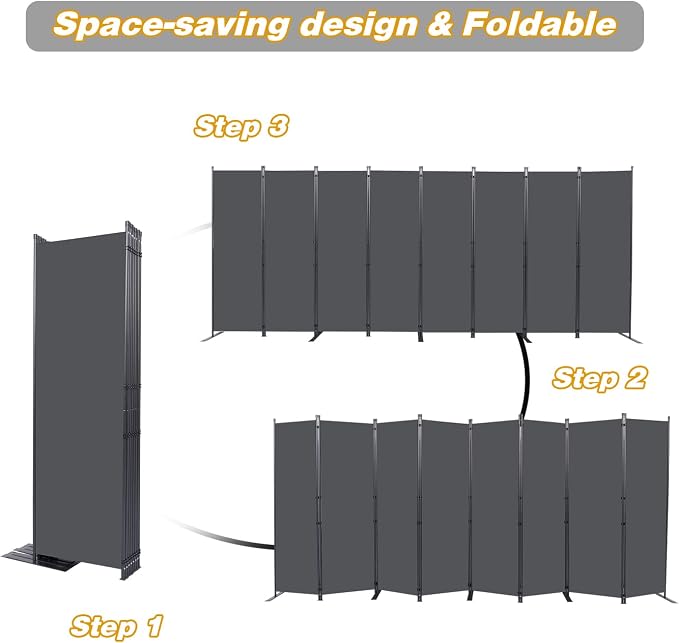 CHOSENM Room Divider, 8 Panel Folding Privacy Screens - Image 5