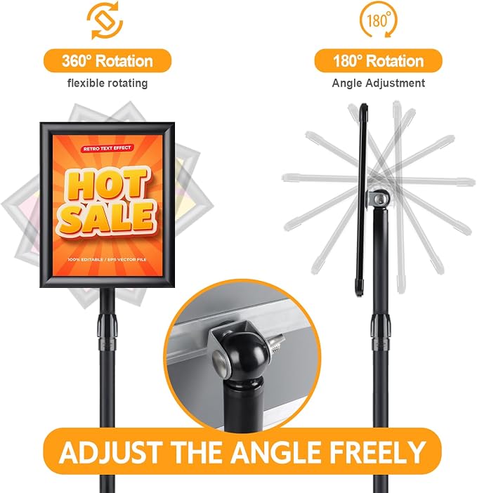RedChili 2 Pack Sign Holder Stand 8.5x11 Inch, Adjustable Floor Standing Sign - Image 2