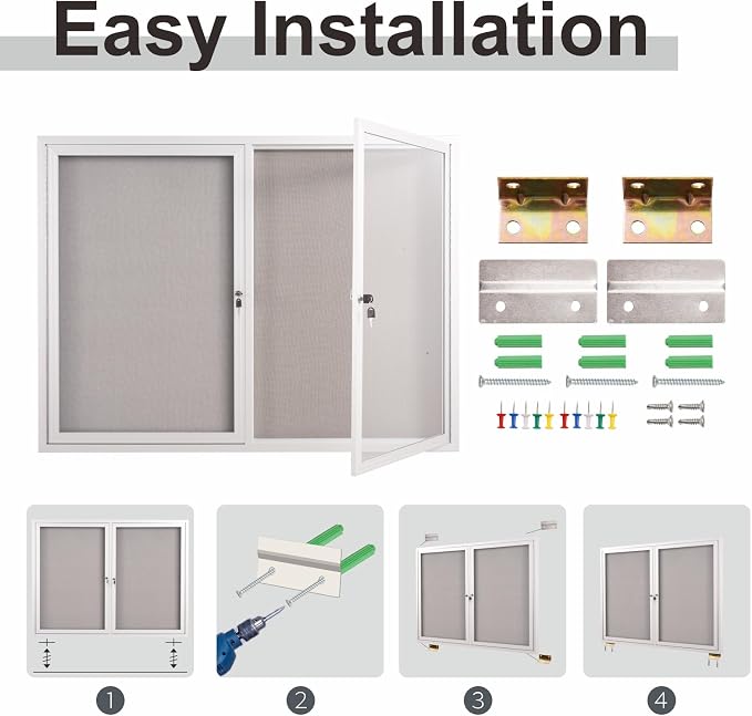 48x36 Inch Lockable Enclosed Bulletin Board, Weather-Resistant Outdoor - Image 5