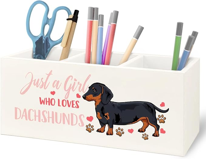 URLLUAE Dachshund Lover Gifts for Women Girls Wooden Pen Pencil Holder for by Unknown