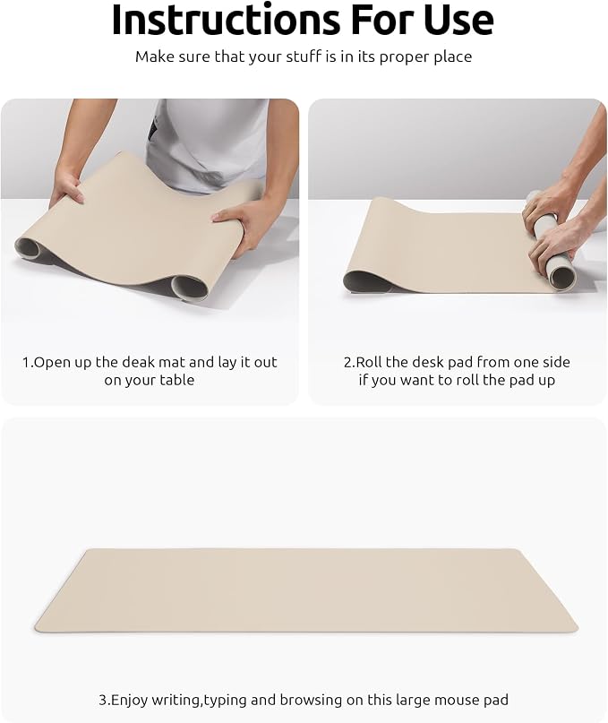 YSAGi Leather Desk Pad Protector, Office Desk Mat, Large Mouse Pad, Non-Slip PU - Image 9