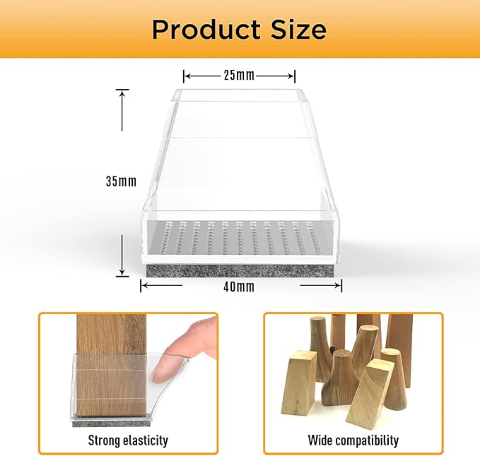 Square Chair Leg Protectors for Hardwood Floors, 1.26-1.57" - Image 5