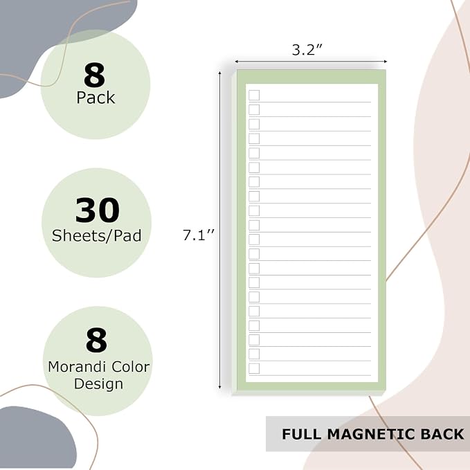 8 Pack Magnetic Notepads for Refrigerator, 30 Sheets Each, & Shopping - Image 2