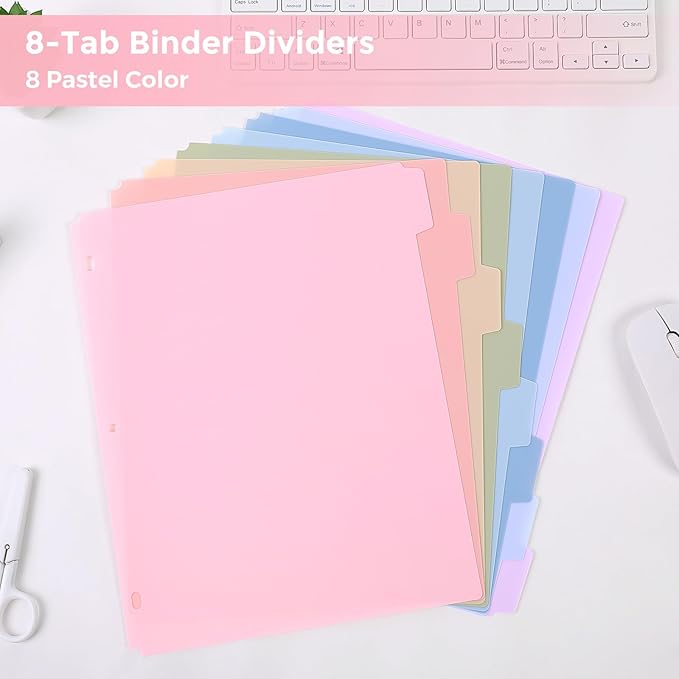 SKYDUE Durable Plastic 8-Tab Dividers, Big Tab Dividers - Image 3