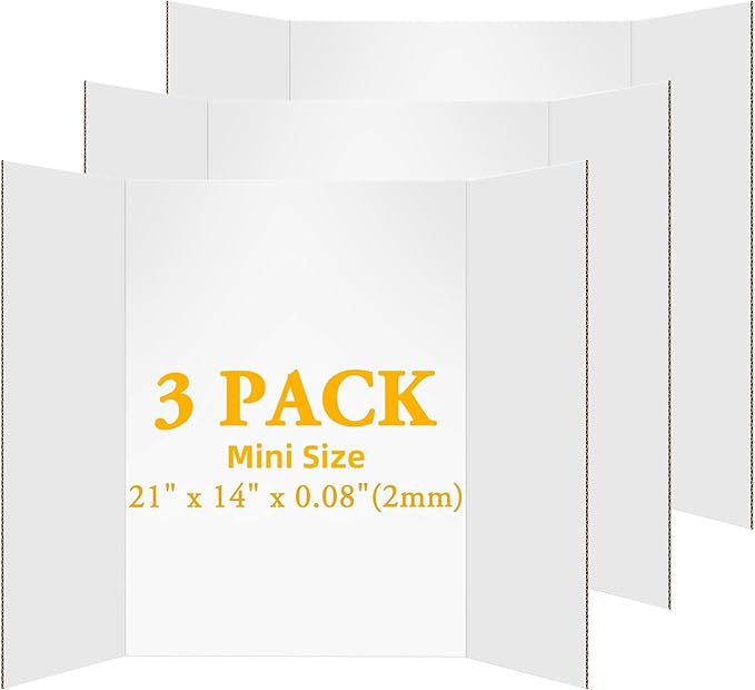 AKONEGE 3Pcs Small Trifold Poster Board, 21 x 14 inches White Tri Fold Poster by AKONEGE