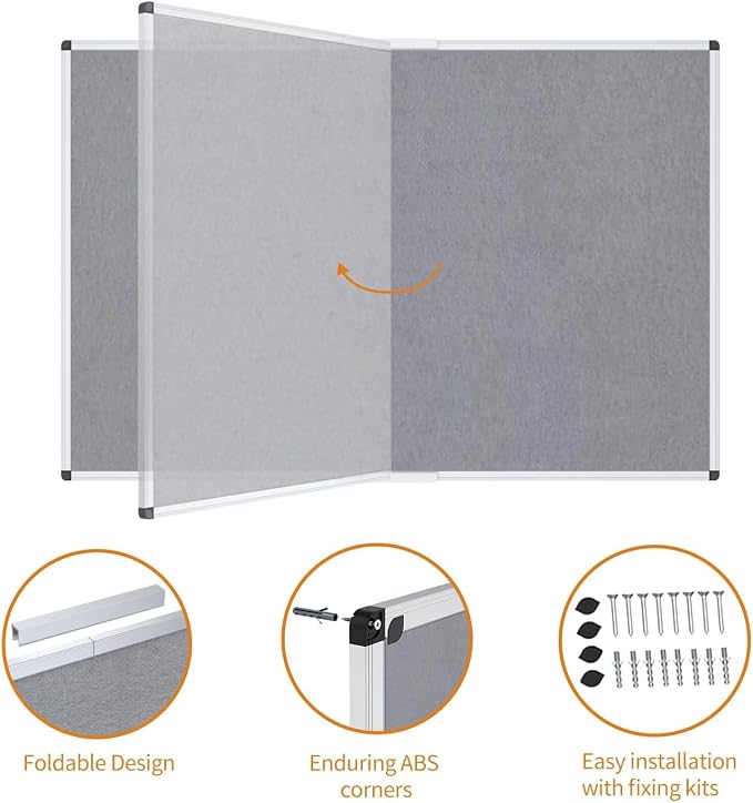 VIZ-PRO Large Fabric Bulletin Board/Foldable Notice Board Felt Gray, 72 X 48 - Image 4