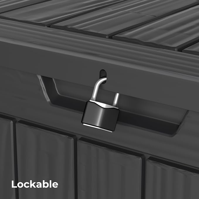 Decksplore 35 Gallon Outdoor Storage Box Waterproof Lockable Resin Deck Box - Image 3