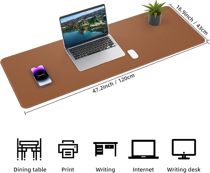 Leather Desk pad Protector, Large Desk mat - Image 2