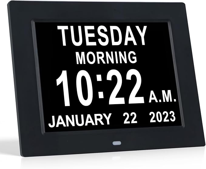 TMC 8 Inch Dementia Clock for Seniors – Large Auto-Dimming Calendar Display by TMC