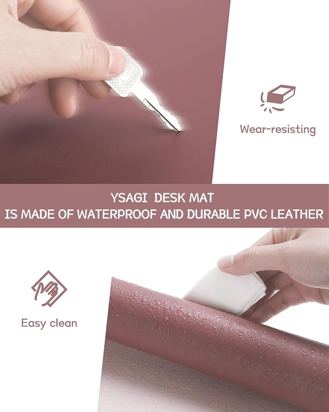YSAGi Non-Slip Leather Desk Pad, Waterproof Laptop Computer Desk Keyboard Mat - Image 5