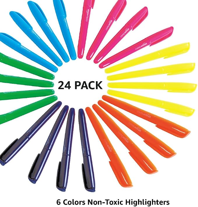 Amazon Basics Highlighters, Fluorescent Ink, Chisel Tip, School Supplies - Image 5