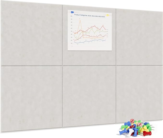 Neatsure Large Cork Board for Wall, 6 Panels Felt Tiles Tack Push Pin Board for by Neatsure