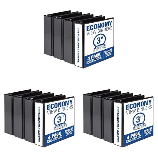 Samsill 3 Inch 3 Ring Binders, Made in USA, Economy Round Ring, 550 Sheet by Samsill