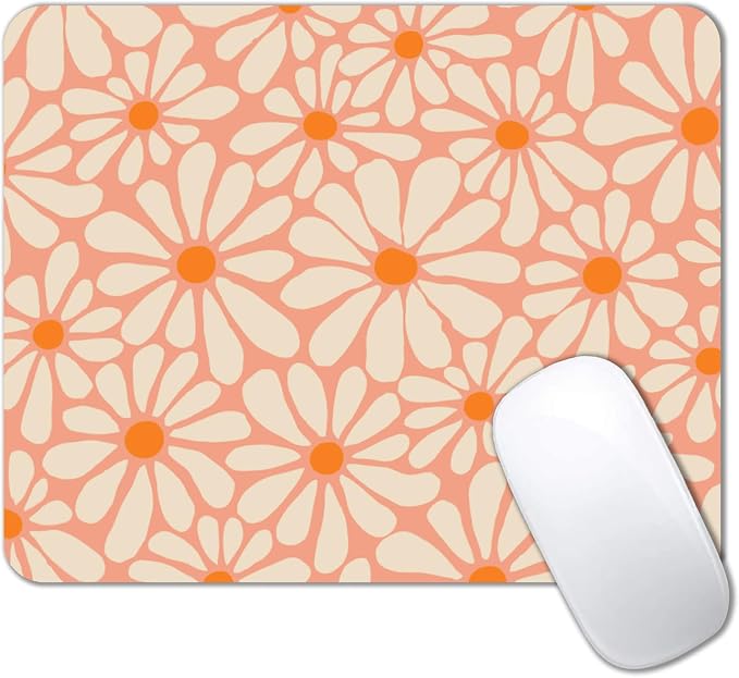 IMAYONDIA Cute Pink Mouse Pad, Daisy Flowers Mouse Pad, Aesthetic Modern Art by IMAYONDIA