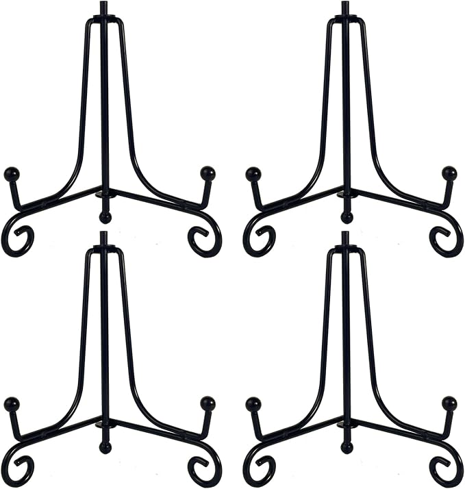 HENABLE 4PCS Premium Black Iron Plate Stands by HENABLE