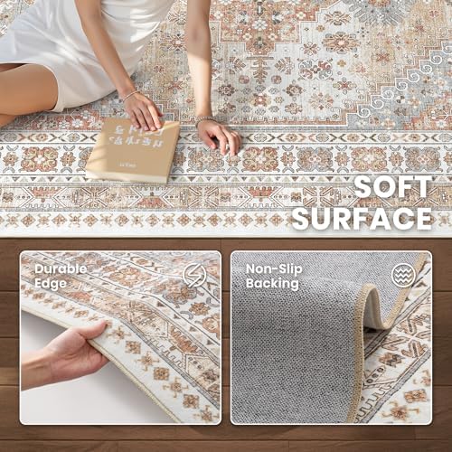 zesthome 7x9 Area Rugs for Living Room,Large Washable Rug,Orange