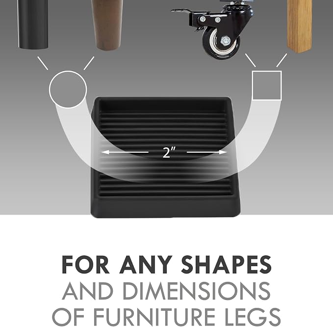 VOCOMO 2X2 Rubber Caster Cups, Non Slip Furniture Pads, Anti-Slip Furniture - Image 2