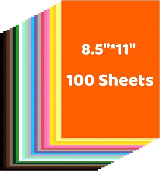 100 Sheets Colored Cardstock 8.5 "x 11", 65LB 180GSM Craft Bulk Construction by CozyNestMo