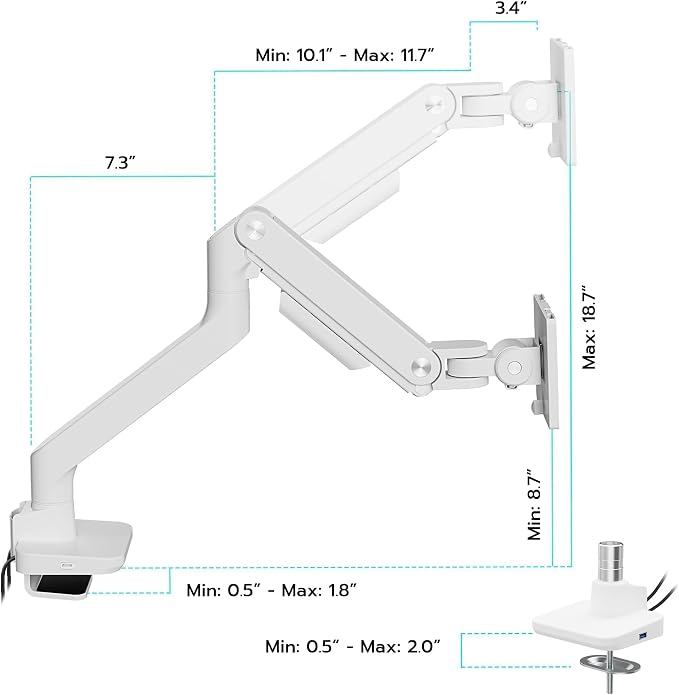 ARES WING Ultrawide Monitor Arms White - Image 8