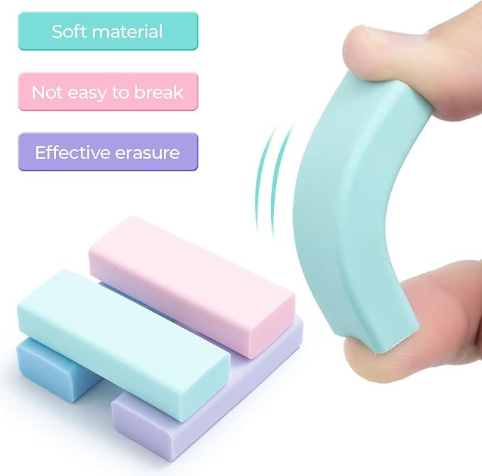 M&G 4 Pcs Cute Erasers for Kids Sliding Retractable Pencil Erasers, Push Pull - Image 3