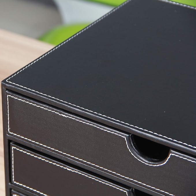 RHCSZ High-end PU Leather Desk Organizer File Cabinet Executive Office Supplies - Image 6