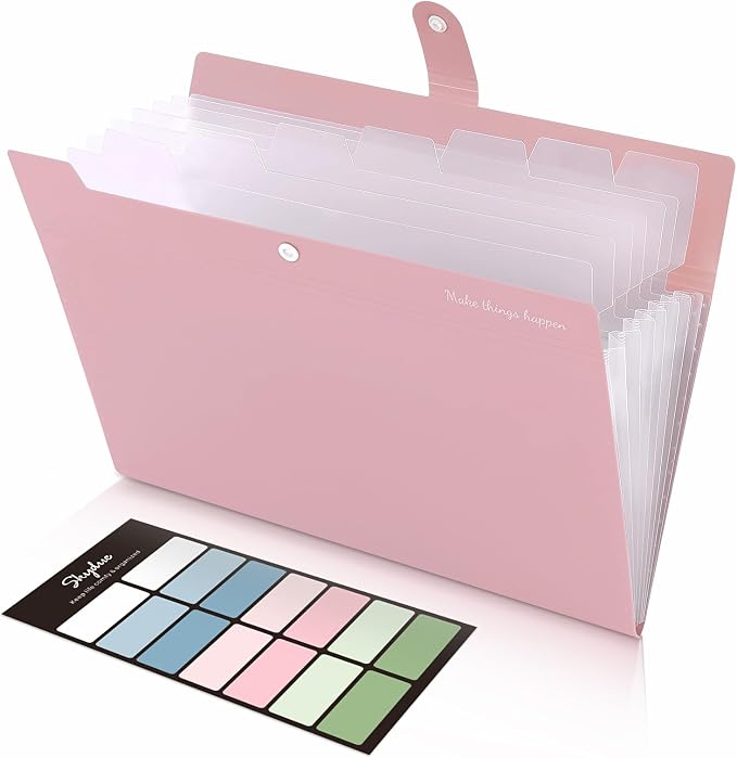 SKYDUE 8 Pockets Expanding File Folders, Accordion Folders, Portable Paper Bill by SKYDUE