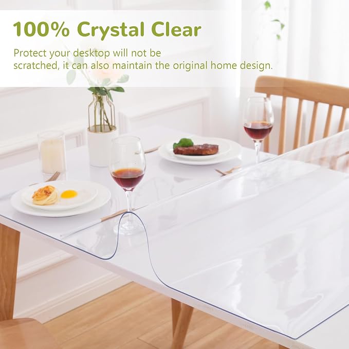 Eisdroma Clear Table Cover Protector, 36 x 72 Inch, 1.5mm Thick Plastic - Image 5