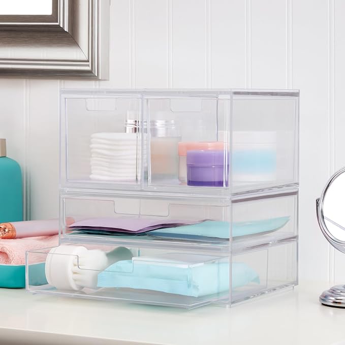 STORi Chloe Space-Saving Clear Drawer Organizer Sort Office, Beauty Supplies - Image 8